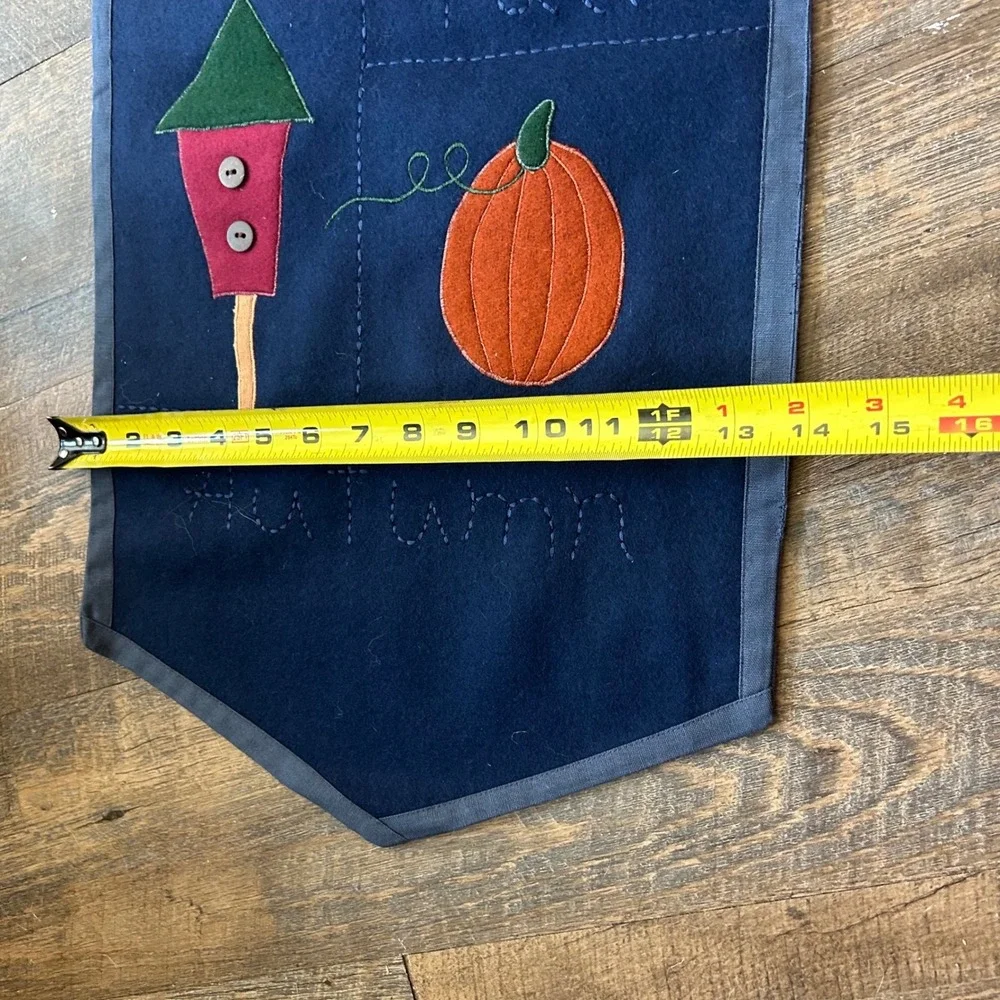 Sonoma Goods for Life Autumn Fall Felt Table Runner Navy Blue 52x12